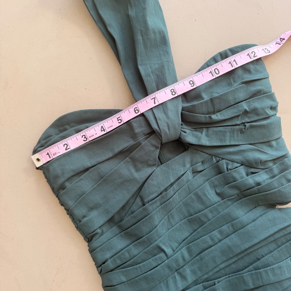 Zara‎ Asymmetrical Dress Womens Sm Teal Green Bodycon Cocktail Date Linen Party - Picture 4 of 10